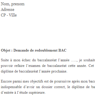 letter template Letter of motivation for repeating a BAC in the same high school
