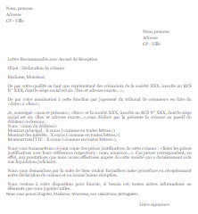 letter template Lettre de déclaration de créance