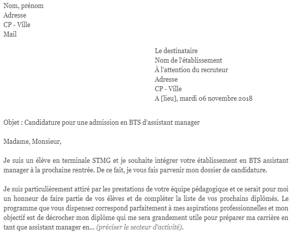 letter template Covering letter BTS Assistant manager