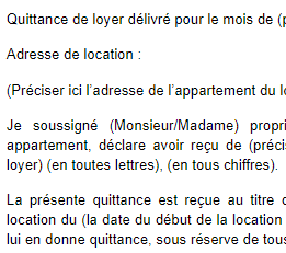 modello di lettera Modèle de quittance de loyer 